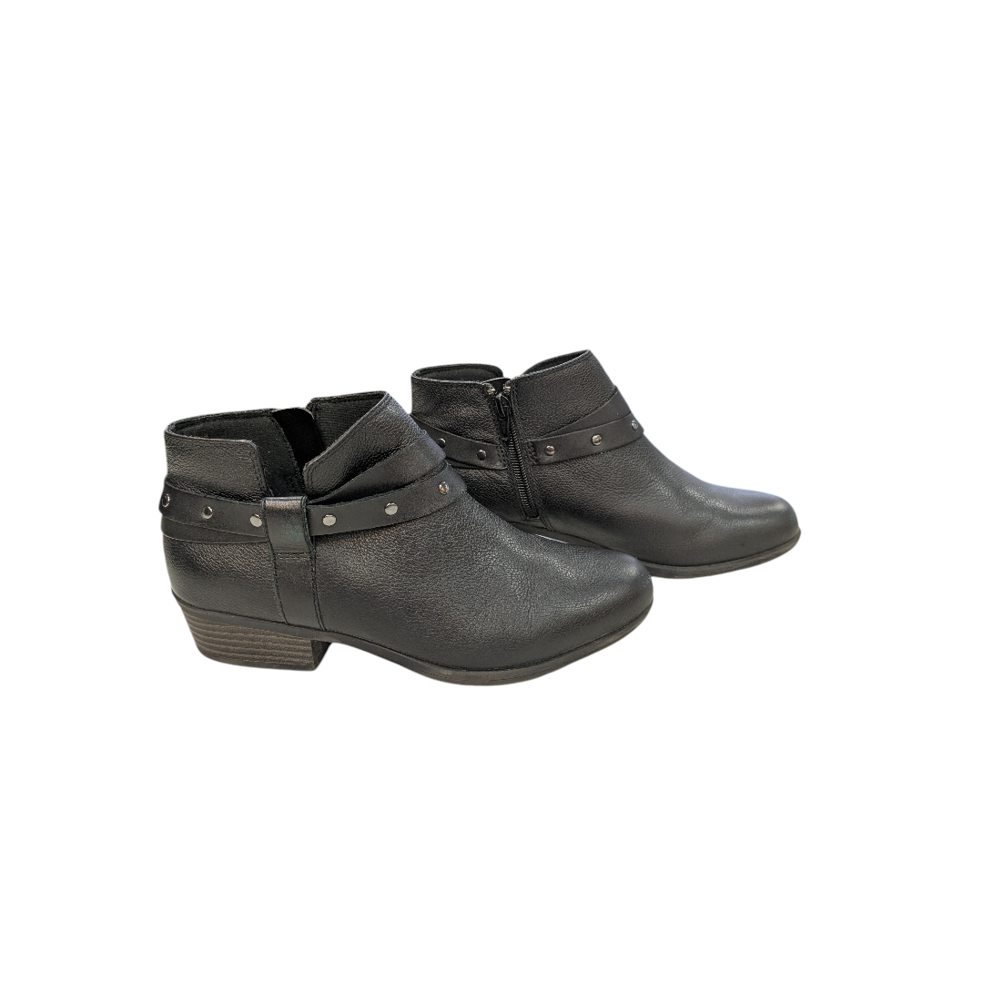 Boots Ankle Heels By Clarks In Black, Size:6.5