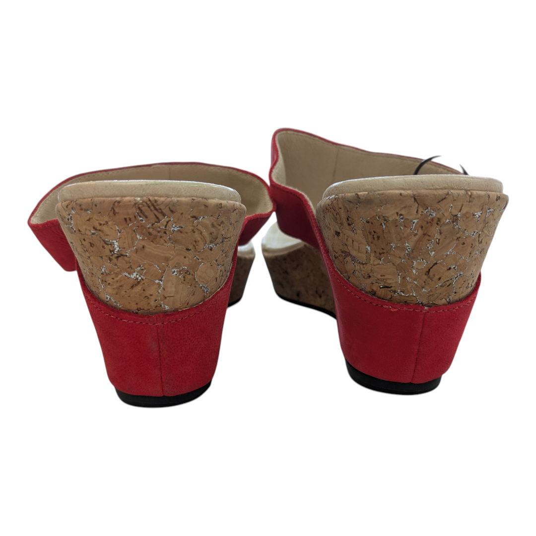 Sandals Heels Wedge By Cmc In Red, Size:8.5