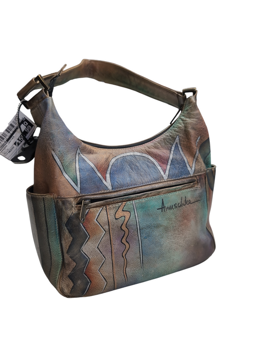 Handbag Leather By Anuschka, Size: Medium