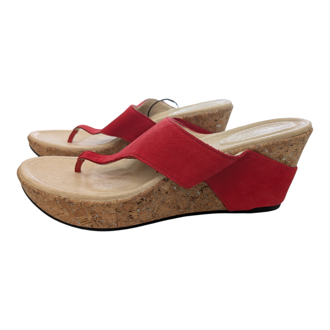 Sandals Heels Wedge By Cmc In Red, Size:8.5