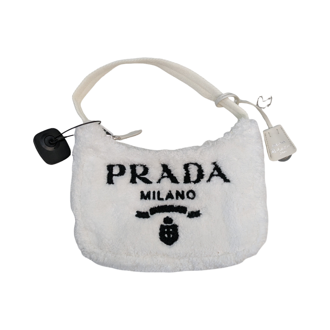 Handbag Luxury Designer By Prada In White, Size:Medium