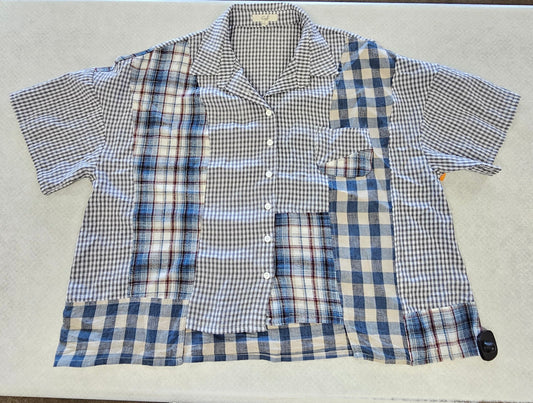 Top Ss By Easel In Plaid Pattern, Size:L