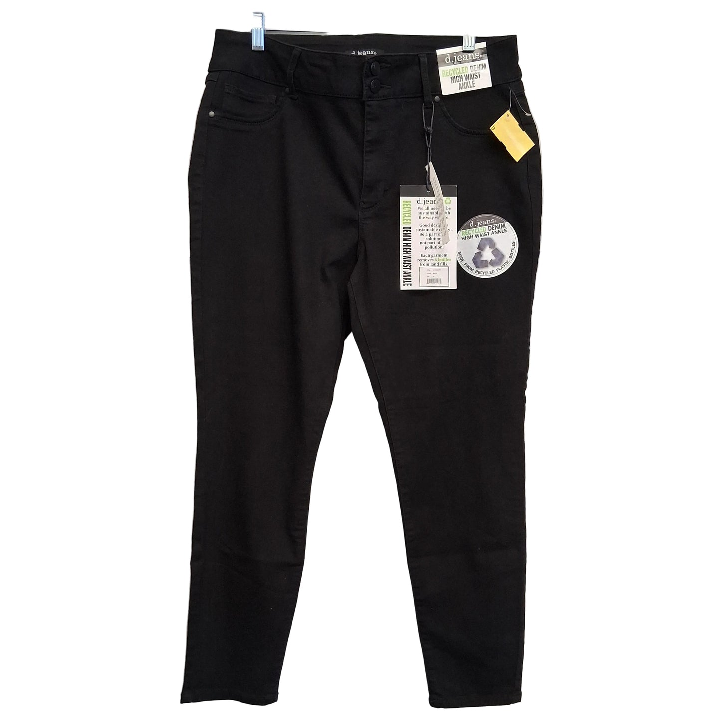 Jeans Cropped By D Jeans In Black Denim, Size:16