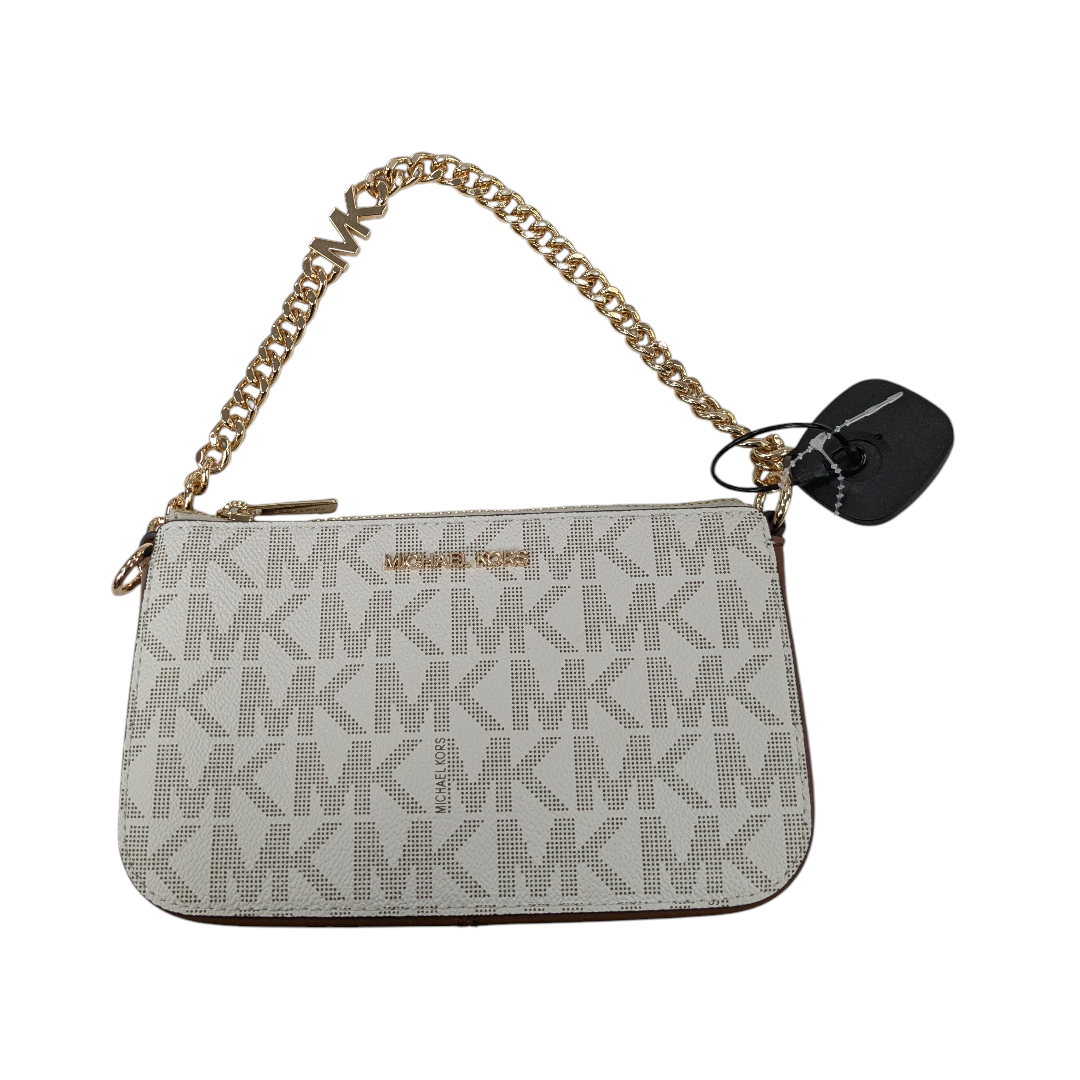 Handbag Designer By Michael Kors In Gold & White, Size:Small