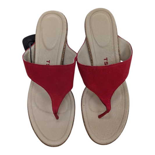 Sandals Heels Wedge By Cmc In Red, Size:8.5