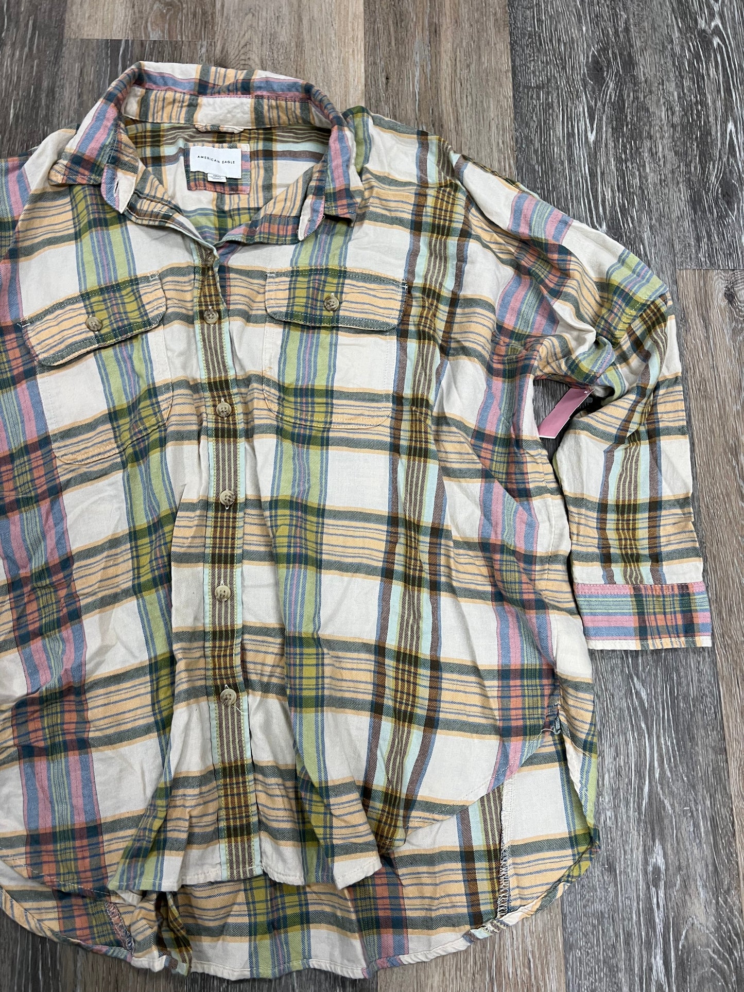 Blouse Long Sleeve Flannel By American Eagle  Size: S