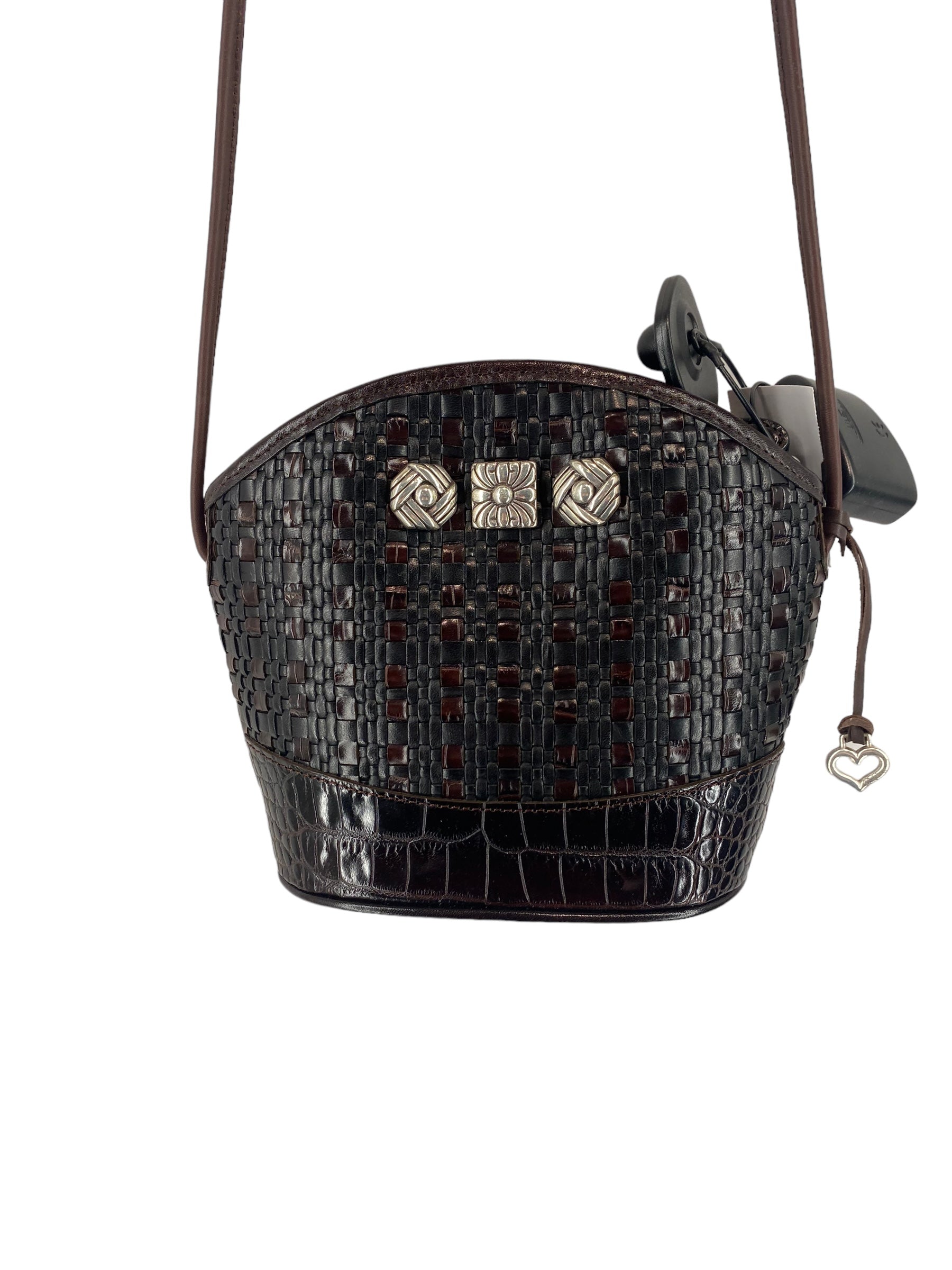 Brighton brown leather basket weave bucket purse shoulder bag | Bucket purse,  Purses, Shoulder bag