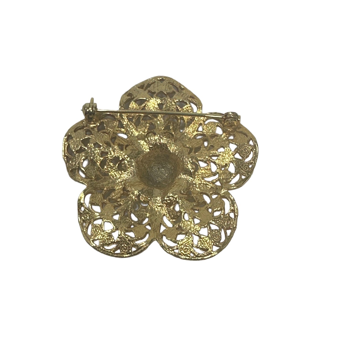Ornate Gold & Pearl Tone Pin By Unknown Brand