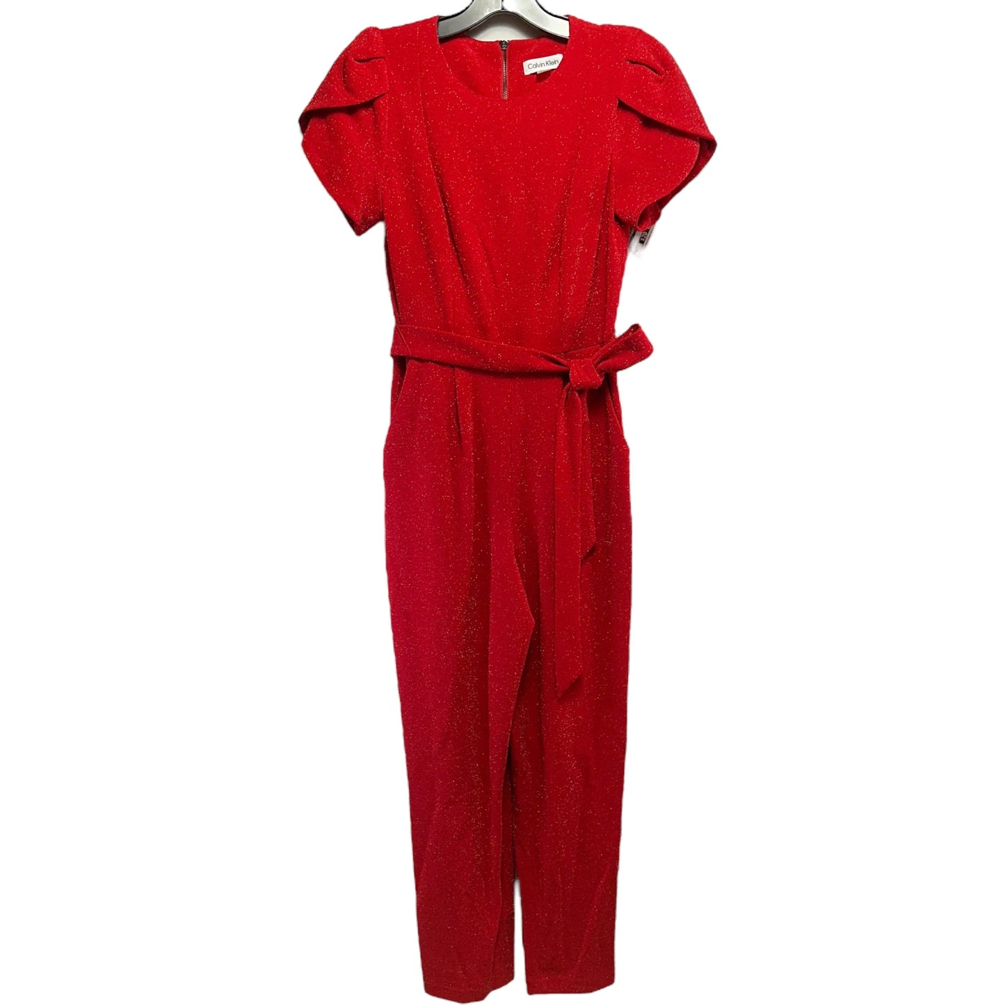 Tulip-Sleeve Cropped Jumpsuit - Glitter By Calvin Klein  Size: 2