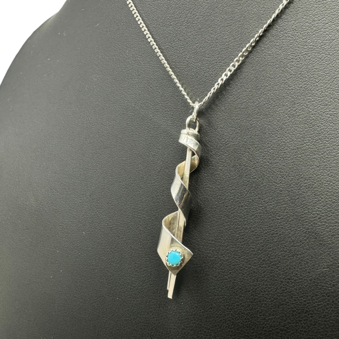 Sterling Turquoise Necklace Pendant By Unknown Brand