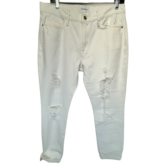 Le Garçon Mid Rise Straight Fit Rumpled Blanc Jeans Designer By Frame  Size: 4