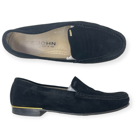 Black Suede Gold Accent Loafers Designer By St. John  Size: 6.5