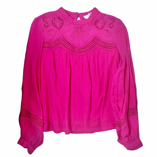 Harmony Lace  Blouse - Bright Pink By Anthropologie  Size: S