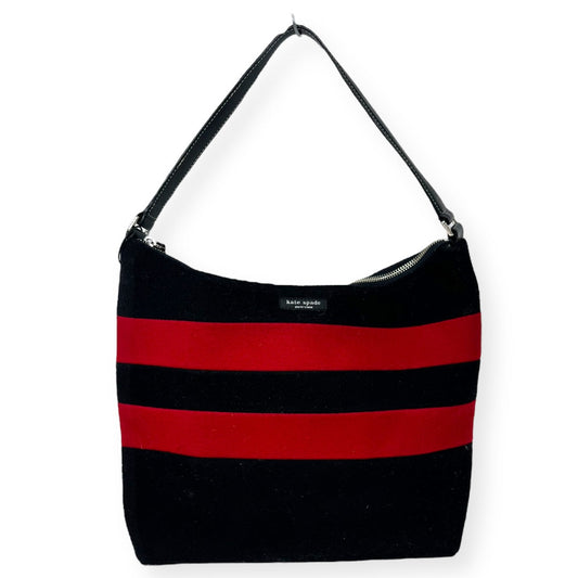 Wool Felt Striped Handbag Designer By Kate Spade  Size: Medium