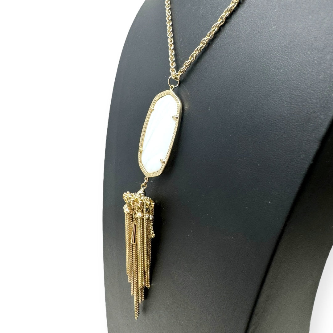 Rayne Gold Long Pendant Necklace in Ivory Mother-of-Pearl By Kendra Scott