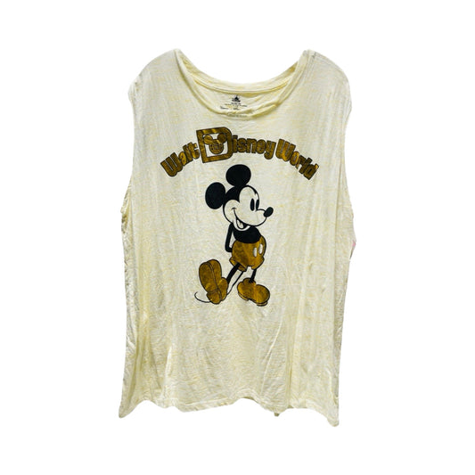 Disney World Mickey Mouse Cream and Gold Top Short Sleeve Basic By Disney Store  Size: 1x