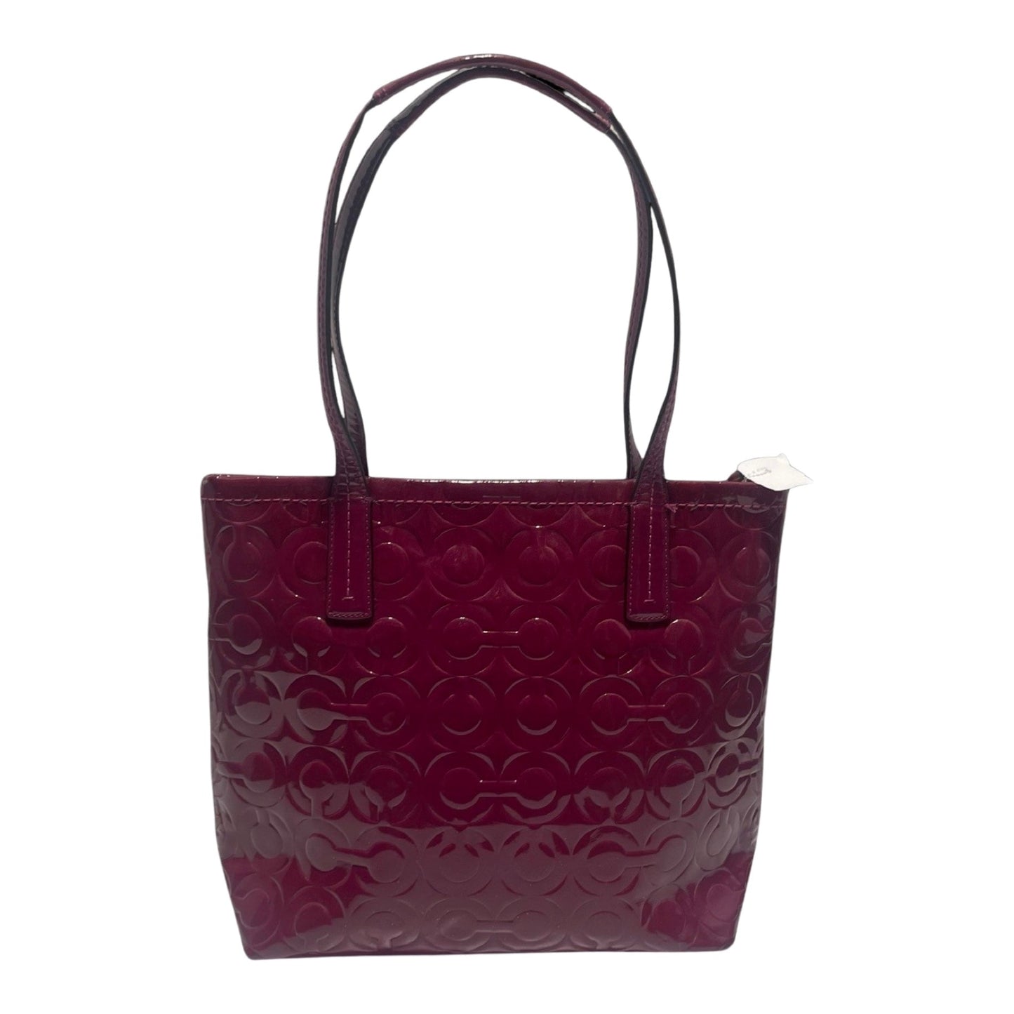 Peyton Embossed Patent Leather Passion Berry Tote Handbag Designer By Coach  Size: Medium