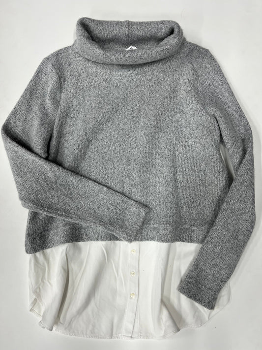 Loft Knit Scoop Neck Layered Sweater Grey Size XS