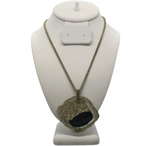 Large Black and Gold Pendant Necklace by Chicos
